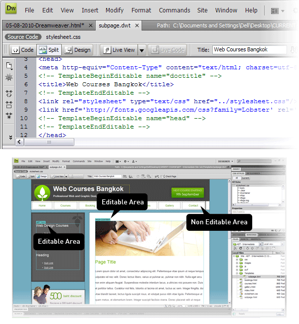 Template Editable Regions