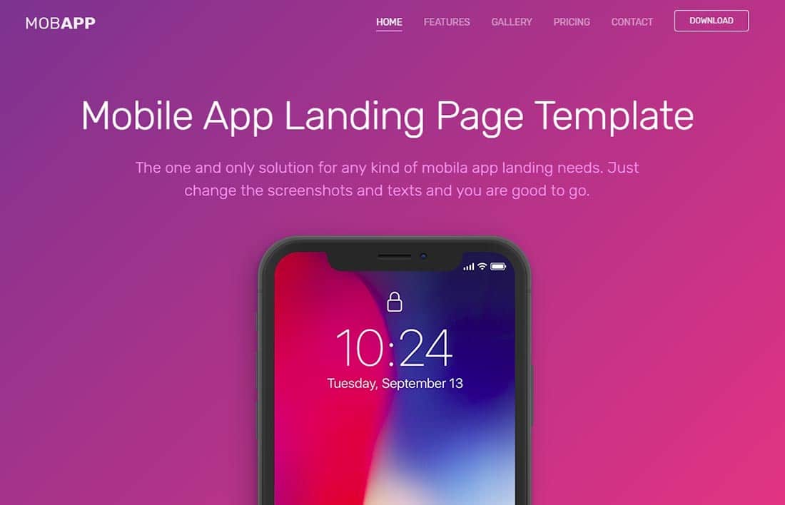 MobApp Simple Website Template