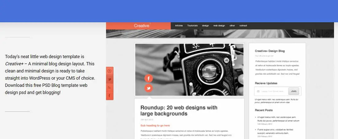 Free PSD Blog template web design