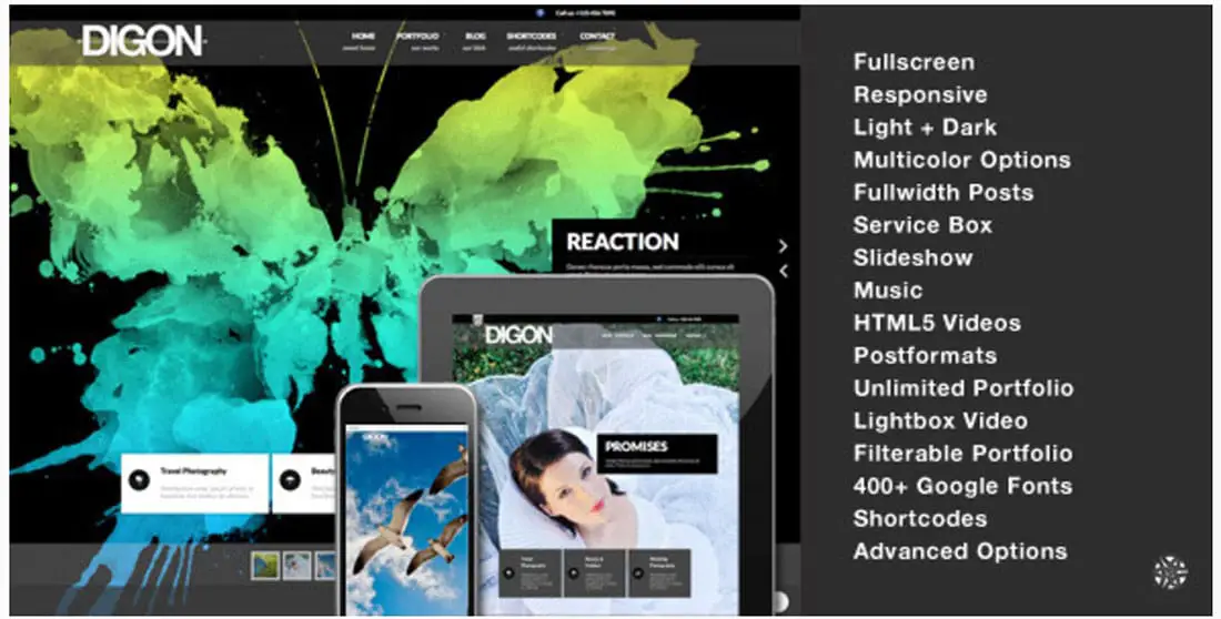Digon Responsive Fullscreen WordPress Them