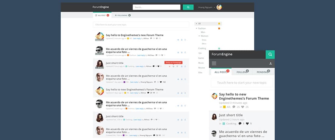 ForumEngine, Flat Responsive WordPress Forum Theme Preview - ThemeForest