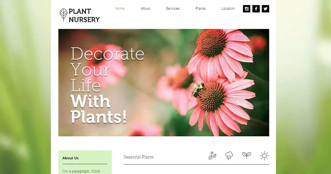 Plant Nursery Garden Website Templates