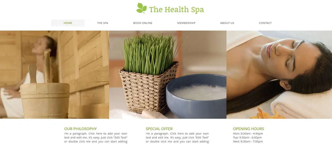 Health Spa Website Template _ WIX