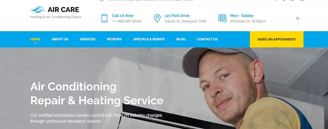 Air Care - HTML Template for Heating and Air Conditioning Maintenance Services 