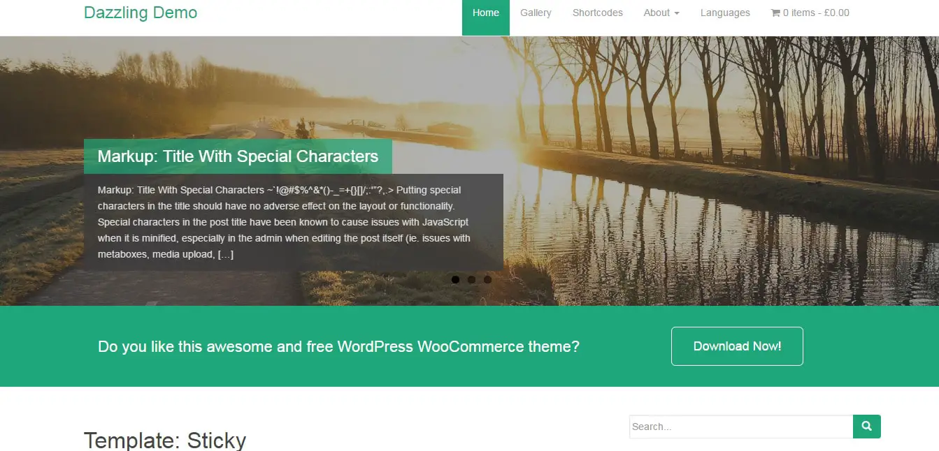 Dazzling Demo - Free Flat Design WordPress Bootstrap Theme
