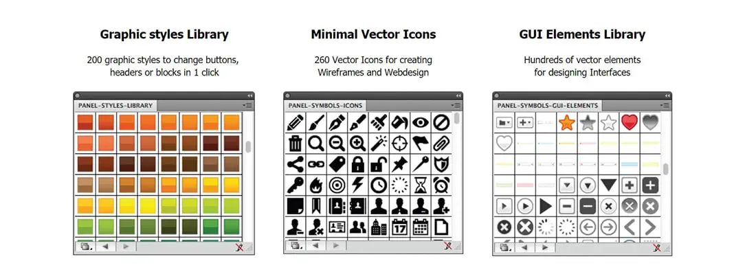 GUI Desgn Framework - Free Vector Icons, GUI elements for Web Designers