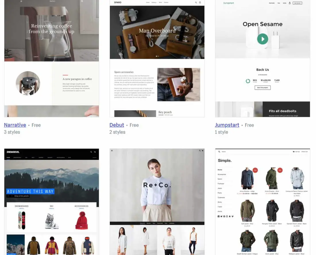 free shopify themes