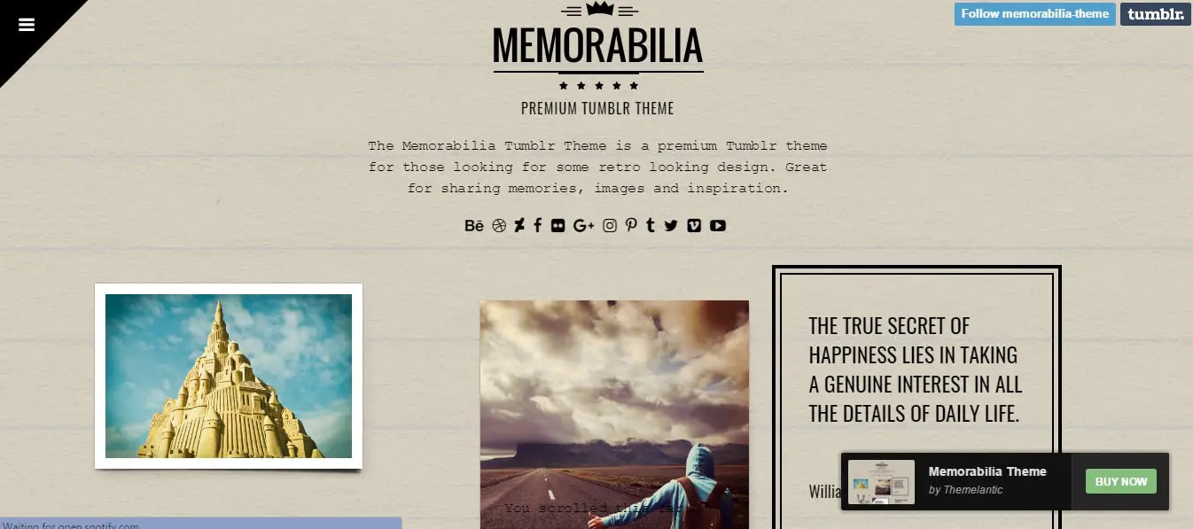 Memorabilia Tumblr Theme