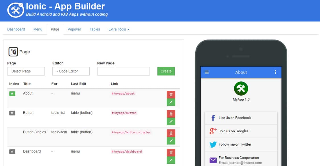 Ionic Mobile App Builder web app templates 