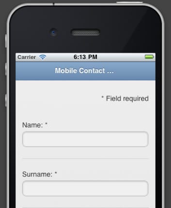 AJAX Mobile Contact Form