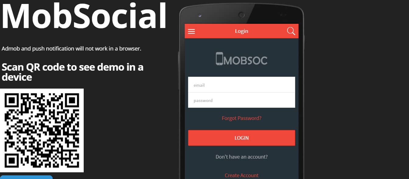 MobSocial Ionic Cordova Phonegap Hybrid App Template