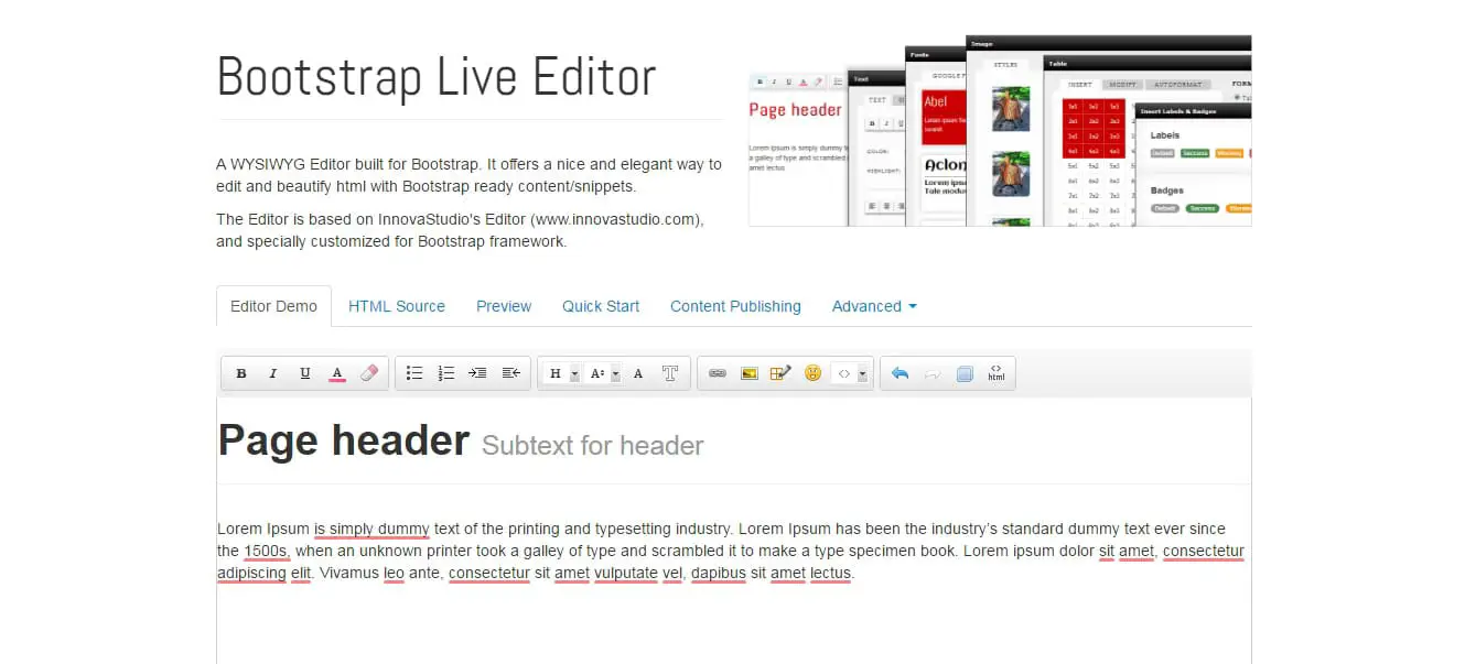 Bootstrap Live Editor