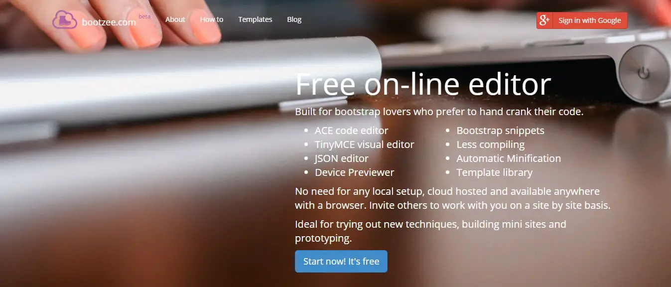 bootzee.com free on line web editor