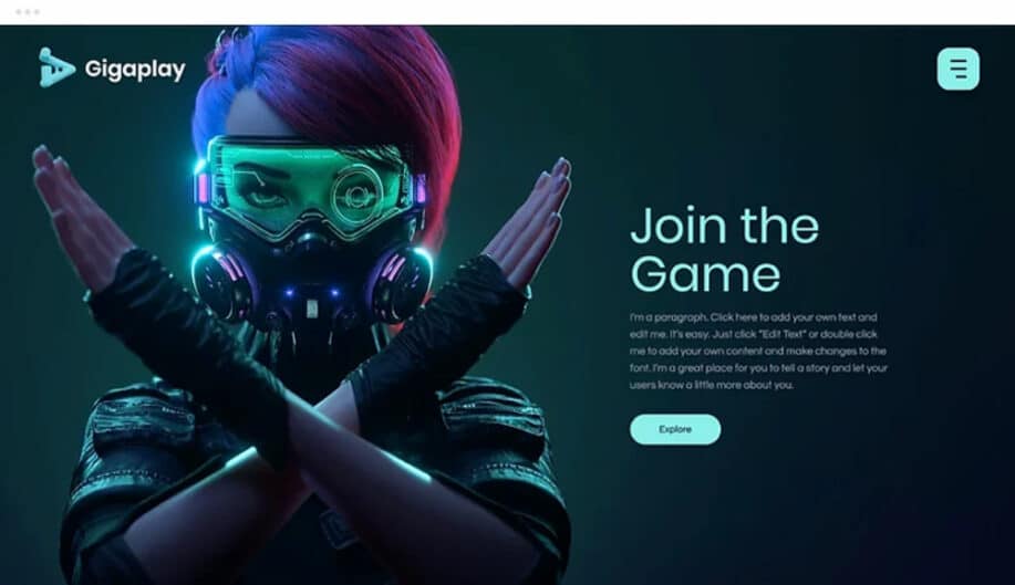 Editor X Website Template - Gaming Startup