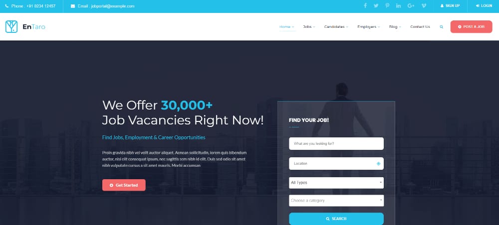 Best Job Board WordPress Themes of 2021: Entaro