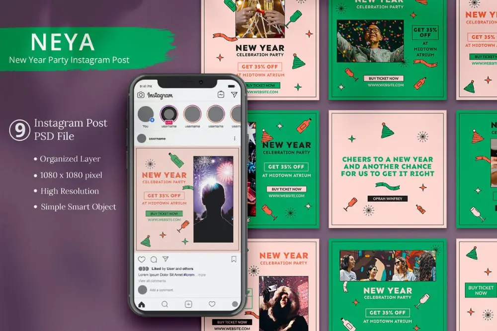 14. Envato: New Year Party Instagram Post