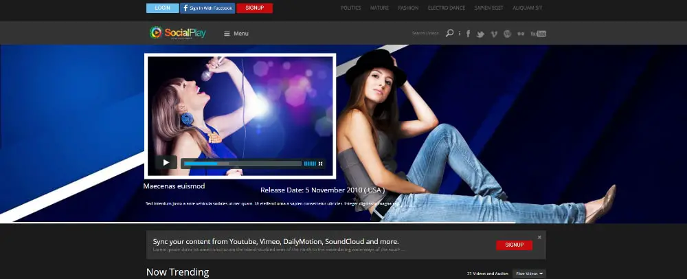 Creative WordPress themes for Video Bloggers: SocialPlay