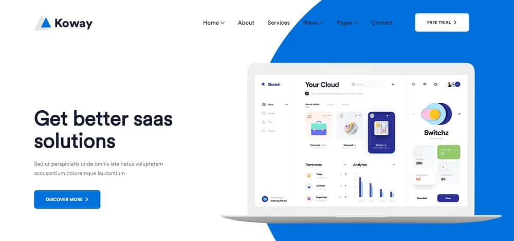 WordPress Themes for SAAS companies: Kooway