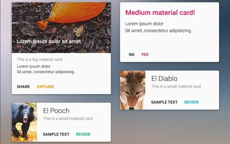 Material Design Card Component