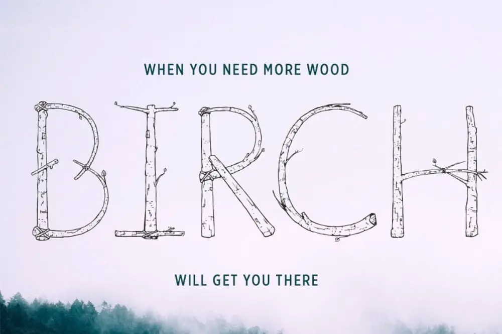 Birch Wood Is Right Here Outline