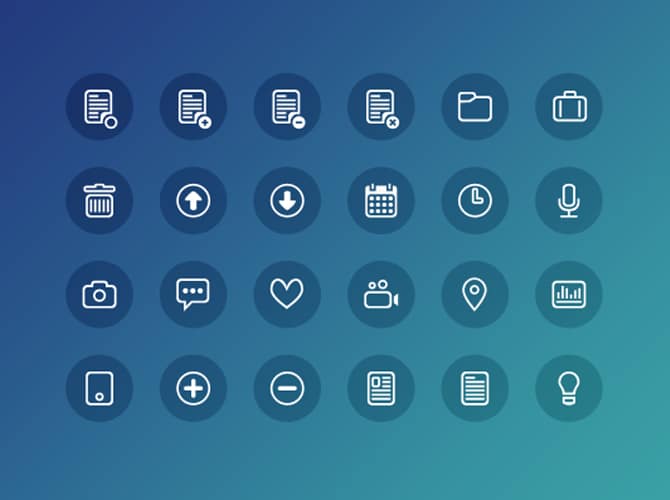 24 Clean Round Icons Free PSD