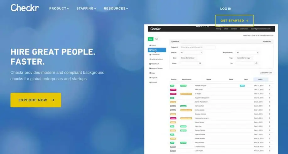 Example of Landing Pages: Checkr