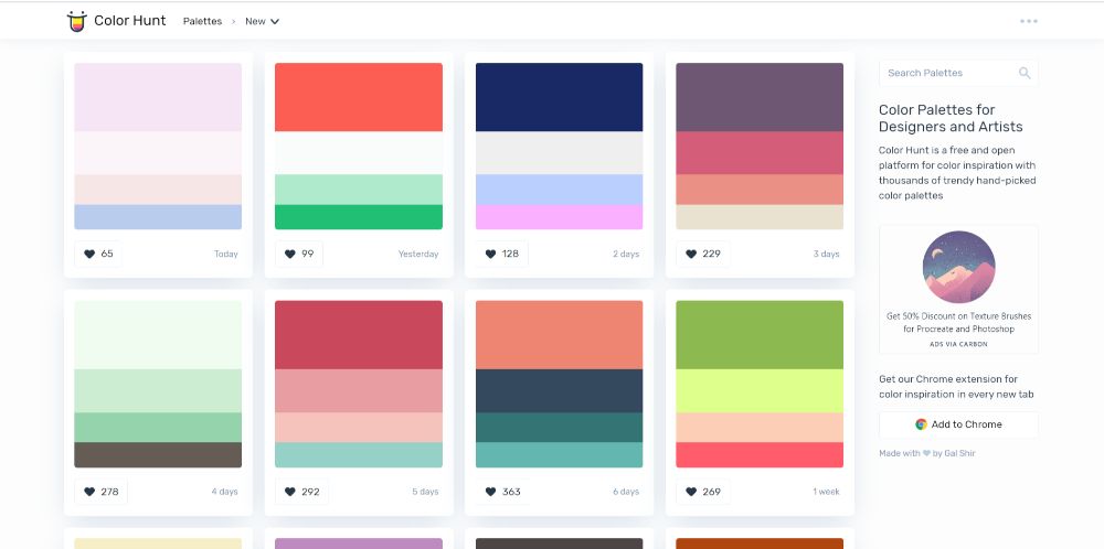 ColorHunt - Color Scheme Generators To Use in 2020