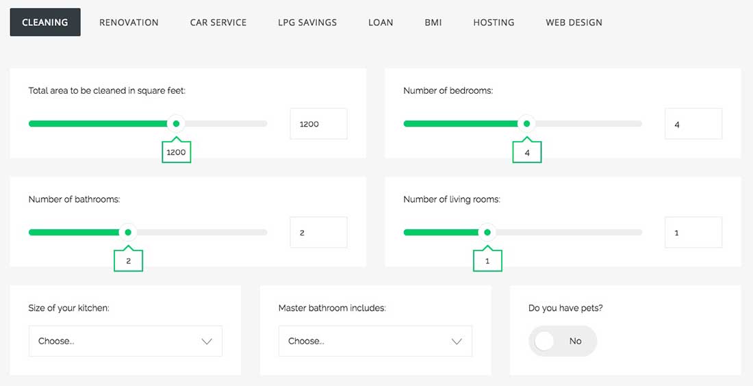 4 Cost Calculator For WordPress