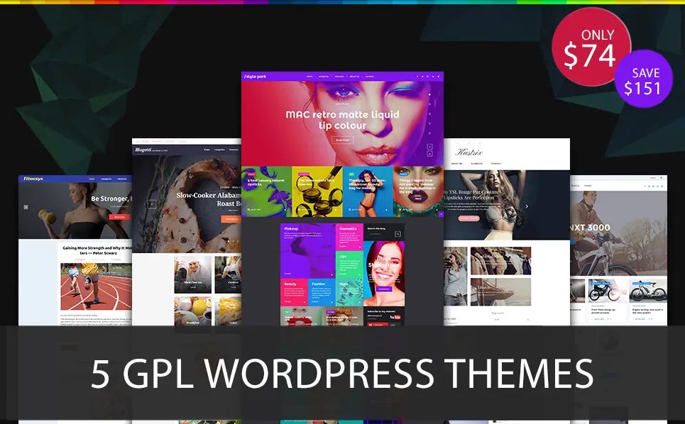 5 gpl wordpress themes for $74