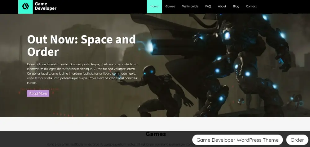 WordPress themes for Game Developers: Game Developer