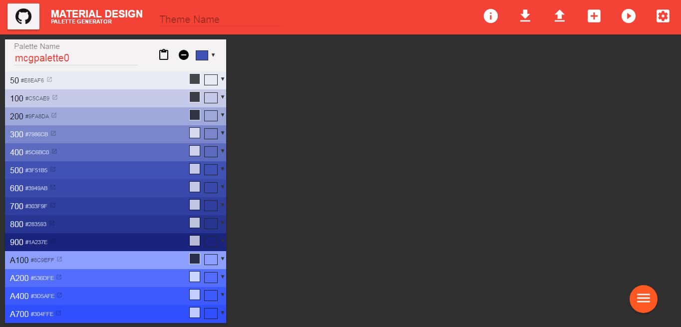 Material Design Theme & Palette Color Generator