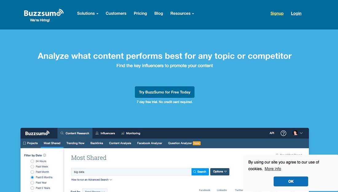 BuzzSumo - Example of a Landing Page