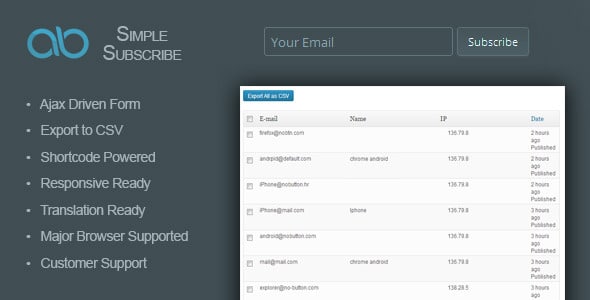 AB Simple Subscribe WordPress Plugin