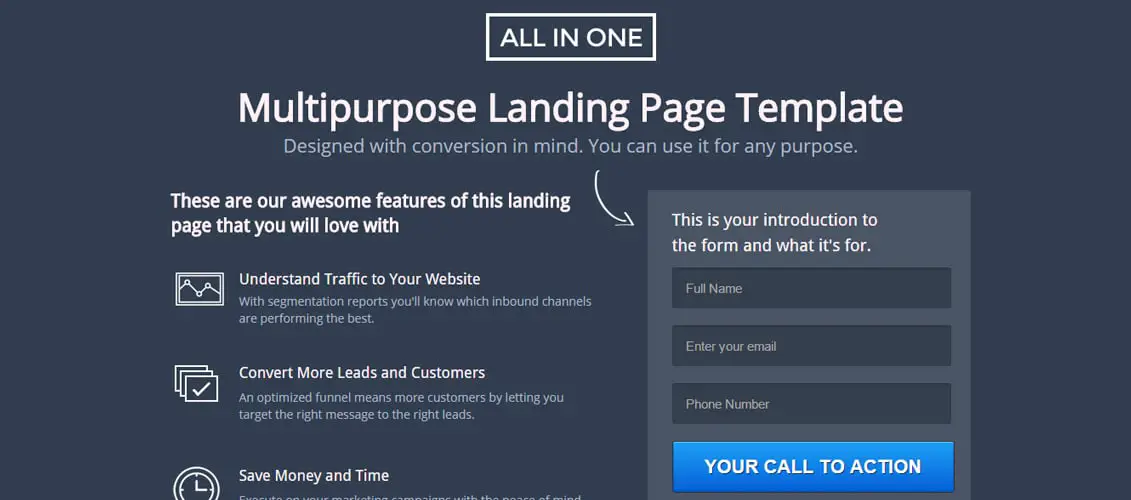 All in one Multipurpose Landing Page Template