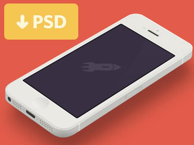 Angled White iPhone 5 Free PSD