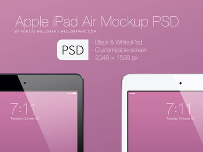 Apple iPad Air Mockup Free PSD