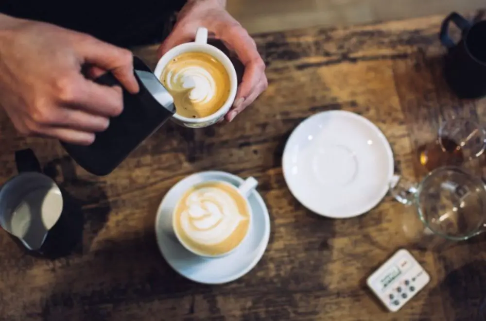 Barista with his latte art