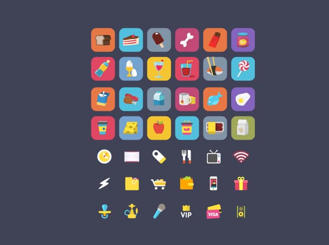 Bright & Colorful Flat Icons Free PSD