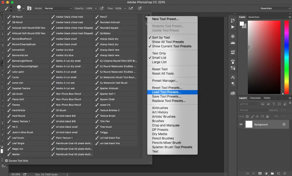 brush tool presets