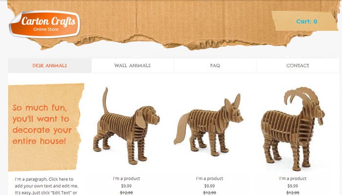 carton craft wix website template