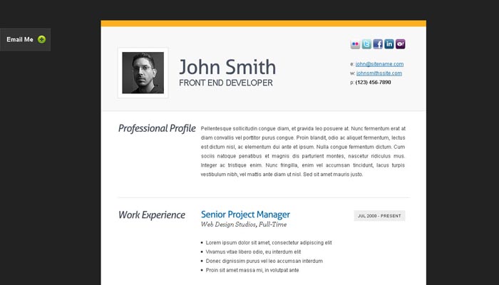 Clean CV Resume Html Template