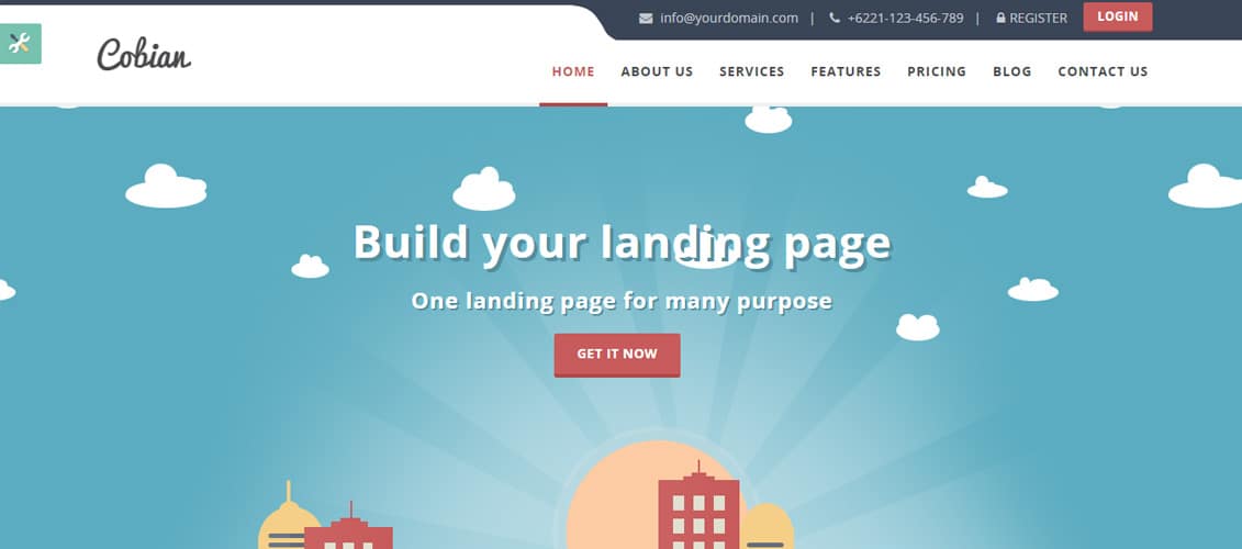 Cobian Flat Bootstrap Landing WordPress Theme