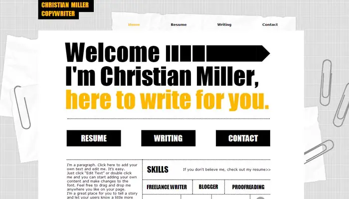 Copywriter Resume CV template
