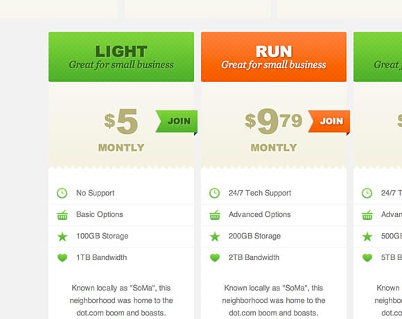 CSS3 Pricing Tables