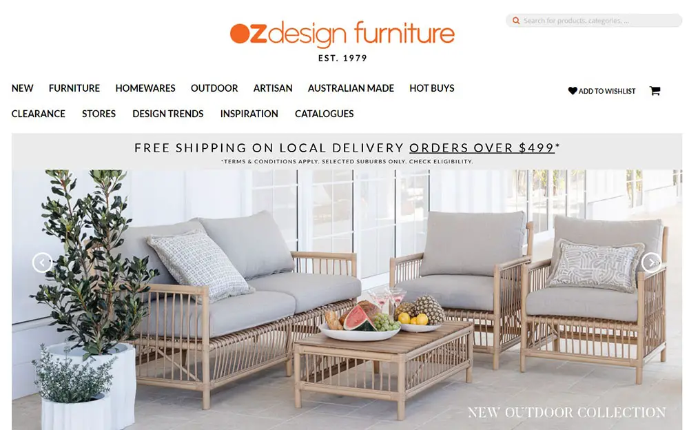 Furniture Website Example: www.ozdesignfurniture.com.au