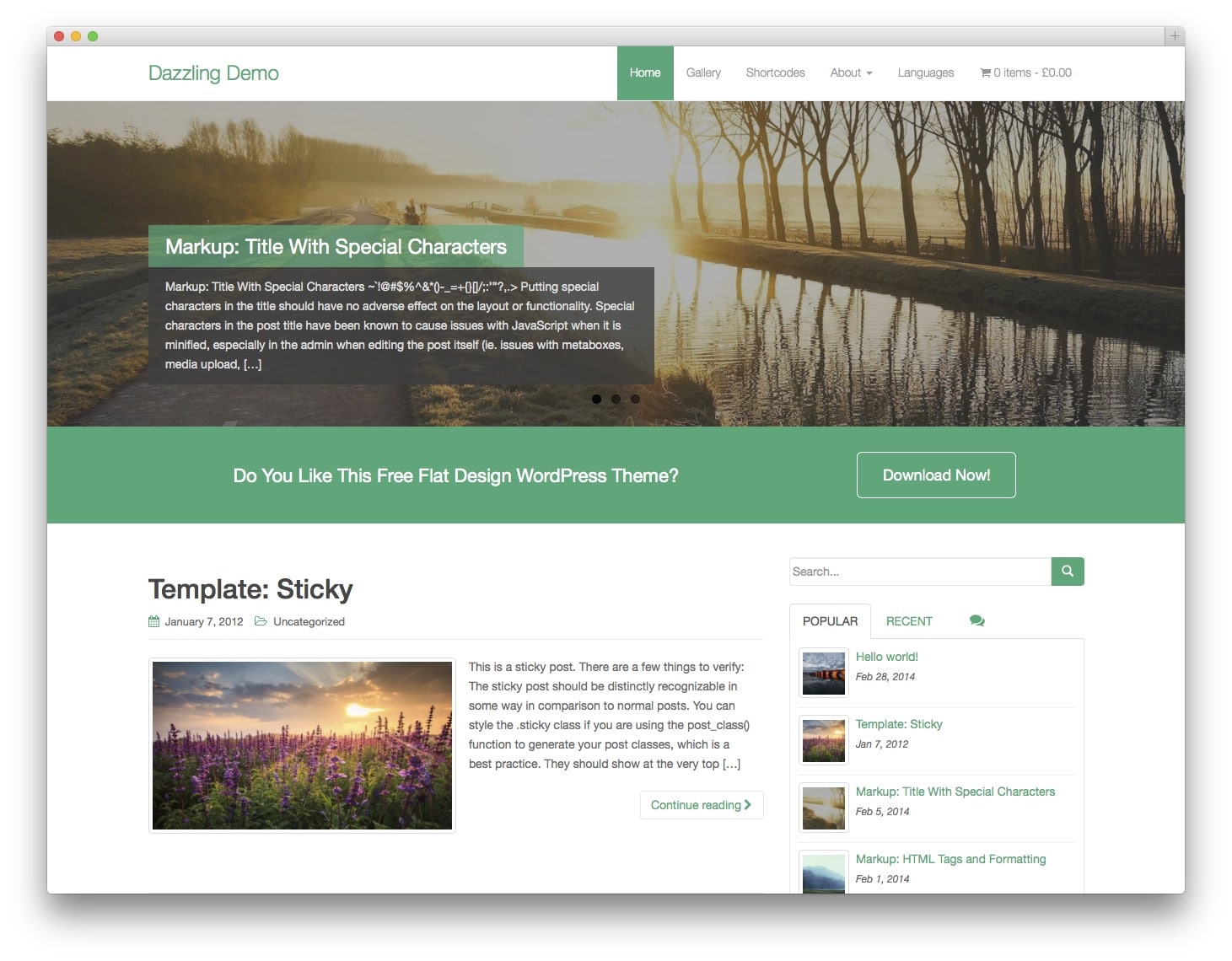 Dazzling Free Bootstrap WordPress Theme