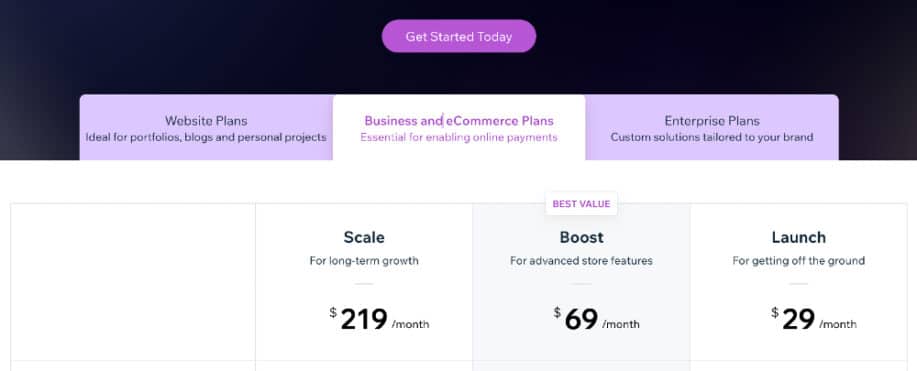 Business & eCommerce Plans