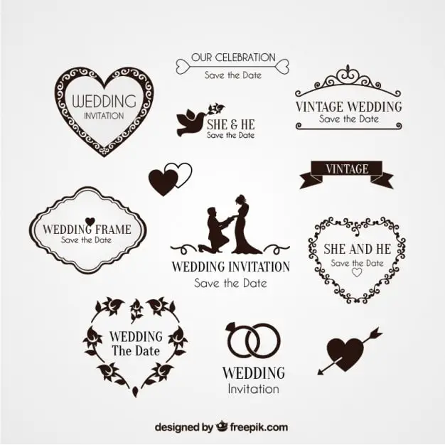 Elements wedding invitation Free Vector Badges