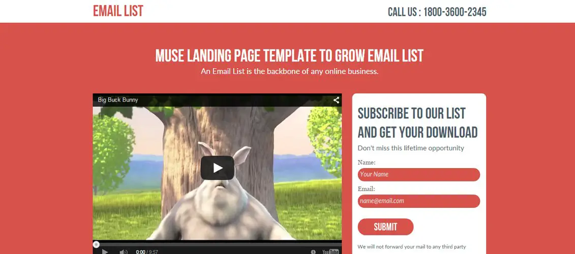 Email List - Muse List Building Landing Page