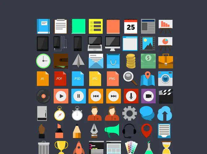 Flat Design Icon Set Free PSD